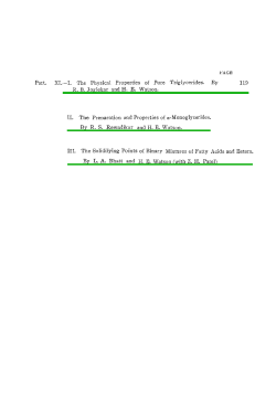 Past. XI.-I. The Physical Properties of Pure Triglycerides. By 119 RB