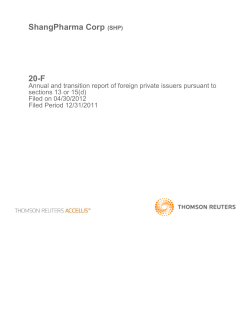 ShangPharma Corp (SHP) 20-F - Investor Relations Solutions