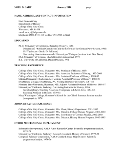 CV  - College of the Holy Cross