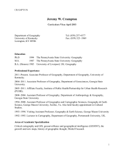Jeremy W. Crampton - Geography