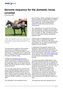 Genome sequence for the domestic horse unveiled