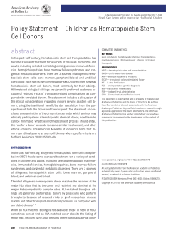 Policy Statement—Children as Hematopoietic Stem Cell Donors