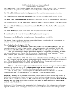 Cold War Study Guide and Crossword Puzzle