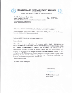 This refers to your submission of research article titled