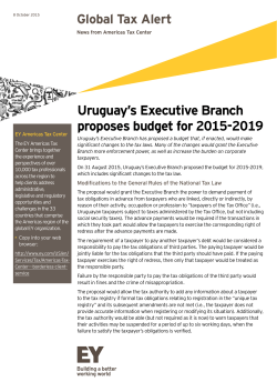 Uruguay`s Executive Branch proposes budget for 2015-2019