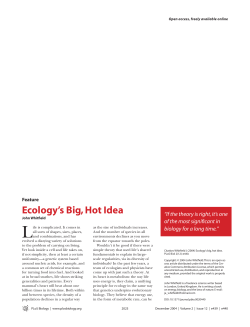 Ecology`s Big, Hot Idea