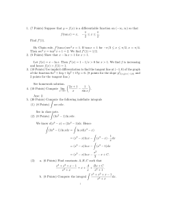 1. (7 Points) Suppose that y = f(x) is a differentiable function on