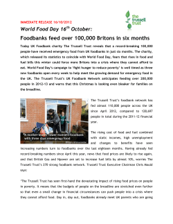 100000 Britons fed by foodbanks in six months