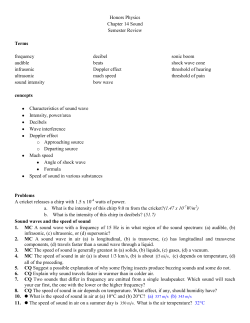 Honors Physics Chapter 14 Sound Semester