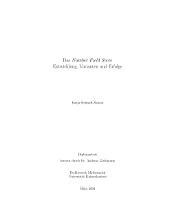Das Number Field Sieve Entwicklung, Varianten und Erfolge