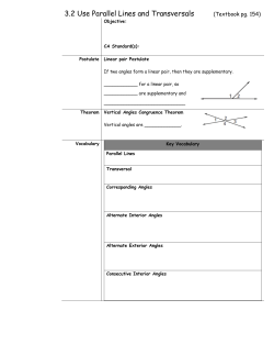 3.2 Use Parallel Lines and Transversals (Textbook pg. 154)