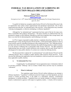 federal tax regulation of lobbying by section 501(c)(3) organizations