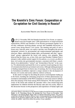 The Kremlin`s Civic Forum: Cooperation or Co