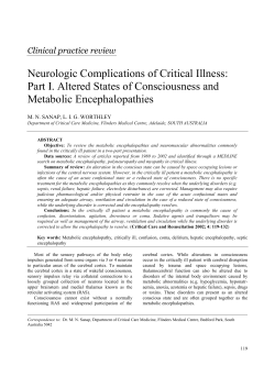 Neurologic Complications of Critical Illness: Part I. Altered States of
