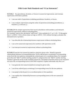Fifth Grade Math Standards and &ldquo;I Can Statements&rdquo;