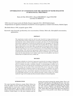 optimization of conditions for the growth of water hyacinth in
