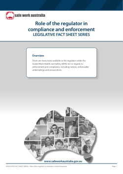 Role of the regulator in compliance and enforcement