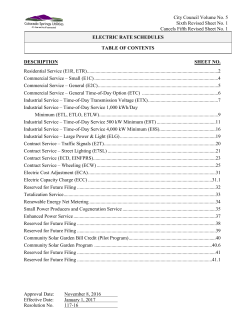 City Council Volume No. 5 Sixth Revised Sheet No. 1 Cancels Fifth