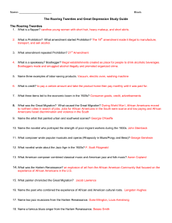The Roaring Twenties and Great Depression Study Guide