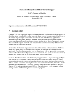Mechanical Properties of Electroformed Copper