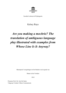 Are you making a mochrie? - Ghent University Library