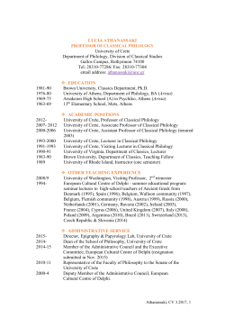 Curriculum Vitae - Department of Philology