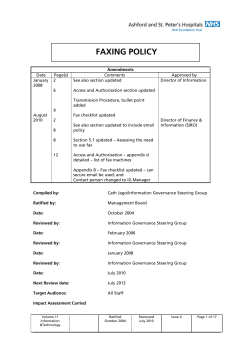 faxing policy - the Ashford and St Peter`s Resource Centre