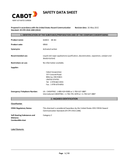 Darco KB-WJ Cabot Norit Activated Carbon SDS
