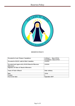 OLOG &ndash; Reserves Policy 2016 - Our Lady of Grace Catholic