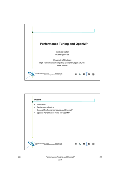 Performance Tuning and OpenMP