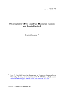 Privatisation in OECD Countries: Theoretical Reasons and Results
