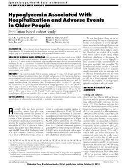 Hypoglycemia Associated With Hospitalization and