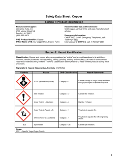 Safety Data Sheet: Copper