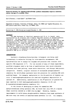 Improved chemistry for oligodeoxyribonucleotide synthesis