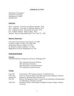 DEBORAH TANNEN Department of Linguistics Georgetown