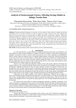 Analysis of Socioeconomic Factors Affecting Savings Habits in