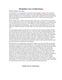 Mendelian Laws of Inheritance