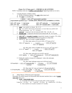 chemistry i notes ~ the mole