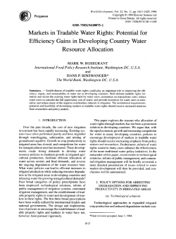 Markets in Tradable Water Rights - International Research Institute