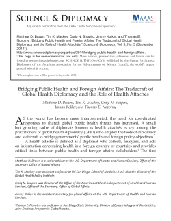 Bridging Public Health and Foreign Affairs: The Tradecraft of Global