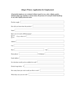 Allegro Vineyards Application for Employment