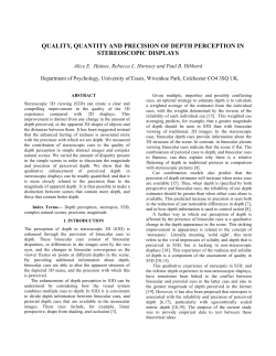 QUALITY, QUANTITY AND PRECISION OF DEPTH PERCEPTION