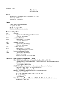 Tim`s Vita - Psychology - University of Colorado Boulder