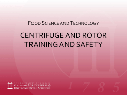 Centrifuge and Rotor Basic Training