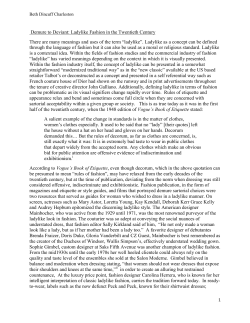 Demure to Deviant: Ladylike Fashion in the Twentieth Century There