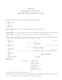 Freecalc Homework on Lecture 12 Quiz date will be