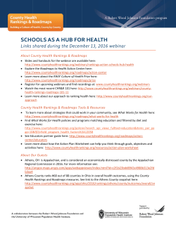 SCHO OOLS A AS A HU UB FOR R HEAL LTH