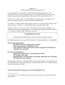 English II H Of Mice and Men Euthanasia Synthesis Essay As you