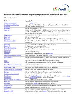 Kids LiveWell turns four! Visit one of our participating restaurants