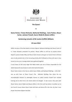 Sentencing remarks of Mr Justice Griffith Williams